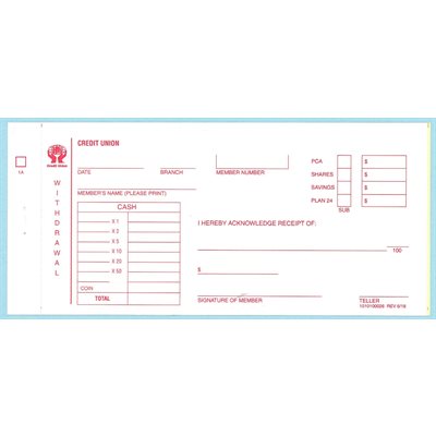 Withdrawal Slip - Member (2 Part)